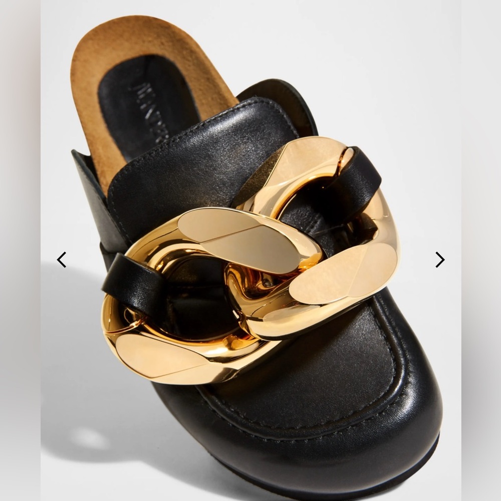 JW Anderson Chunky Gold Chain Napa Slide Mules